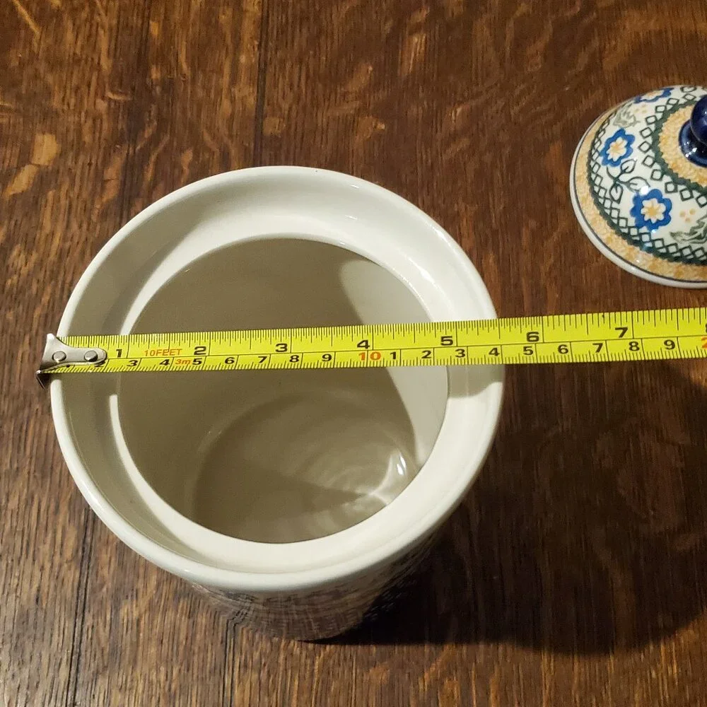 Ceramika Artystyczna Handpainted Polish Pottery Canister Jar with Lid